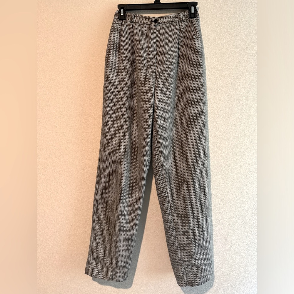 Vintage‎ Russ Union Made Lined Wool Dress Pants Womens 25 Inch Waist Herringbone